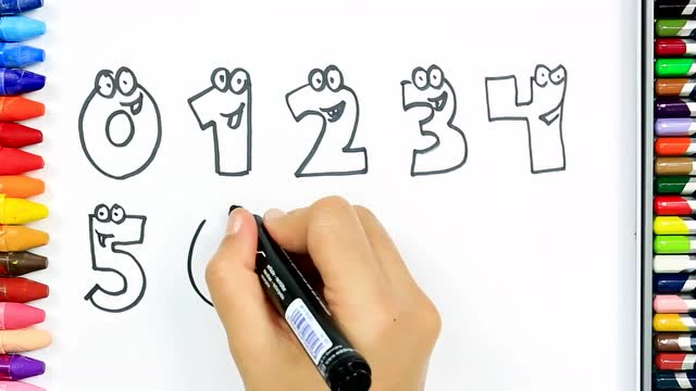 儿童创意彩绘 一边写数字0 9一边填色