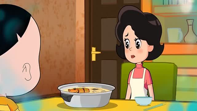 大头儿子:围裙妈妈做饭色香味俱全, 小头爸爸做的就是黑暗料理