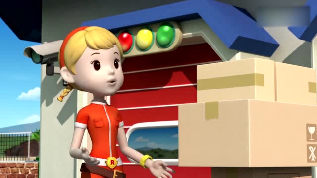 变形警车-小娟逞能一次性搬这么多箱子,太危险啦