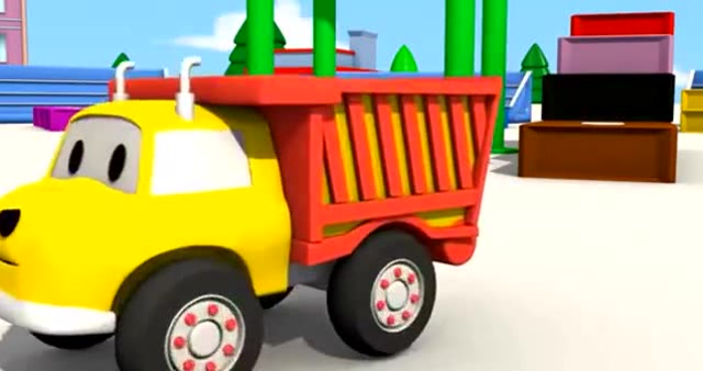 宝宝巴士迷你卡车 翻斗车修建楼梯寻找圣诞节礼物消防车