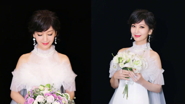 赵雅芝穿婚纱又做新娘,看到侧面照后,64岁的年纪身材还这么有料!