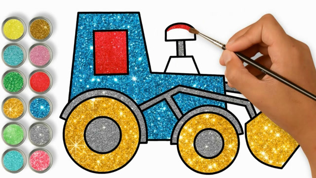 儿童亲子简笔画,创意挖掘机绘制并涂色过程,很有趣哦!