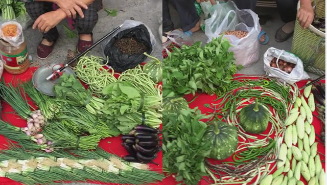 现在卖菜的大妈都这么讲究了吗?这菜摆的也太艺术了吧!