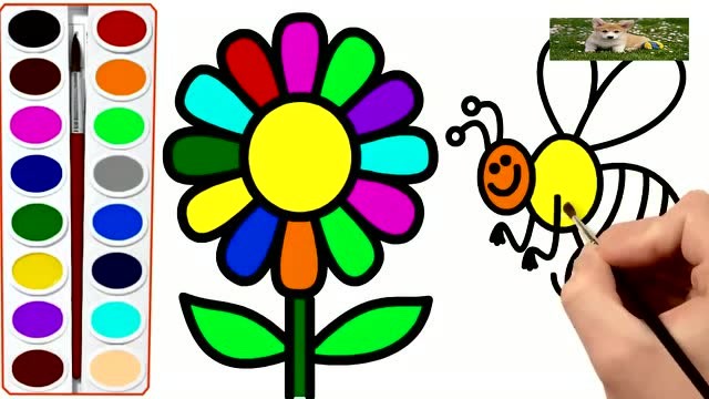 亲子益智早教幼儿画画学习:画小蜜蜂和花朵,教宝宝学习简笔画
