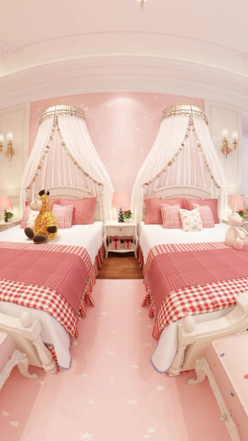 少女心双人卧室设计,闺蜜房布局