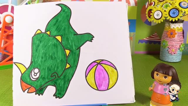 爱探险的朵拉玩具故事 第47集 恐龙简笔画 独角龙