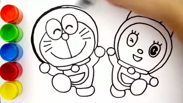 亲子简笔画:机器猫画画