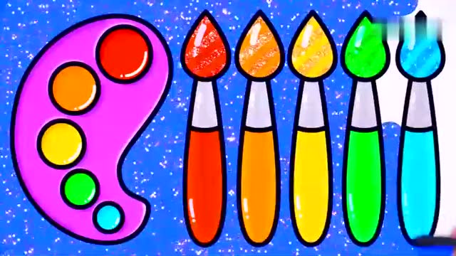 亲子涂色简笔画:画板和画笔