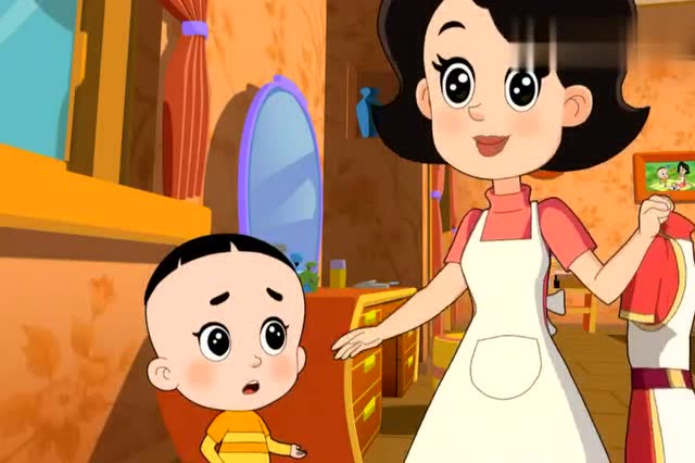 大头儿子小头爸爸:大头儿子把围裙妈妈的衣服都给穿身上了