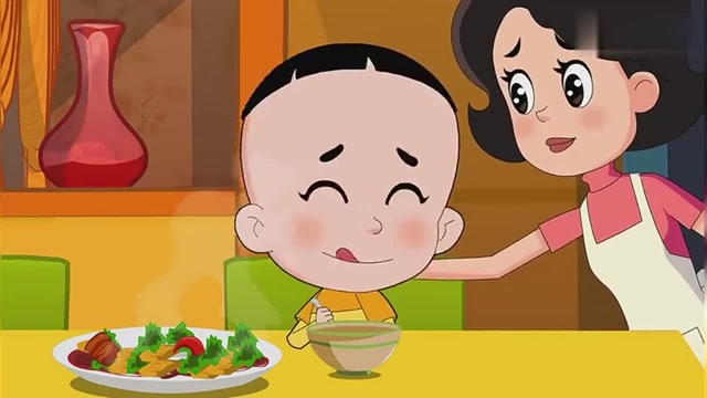 大头儿子小头爸爸:围裙妈妈总是烧土豆吃,大头见到土豆都怕啦!