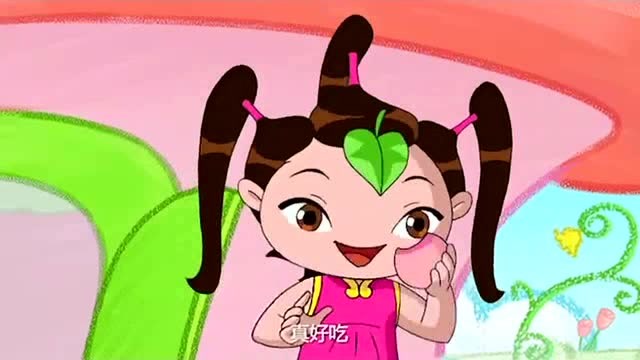 云朵宝贝小猴子叫飘飘和飞飞一起去摘桃子吃