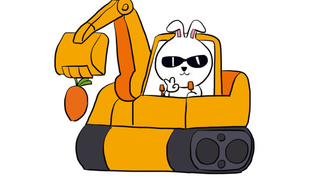 开挖掘机的小兔子儿童卡通简笔画
