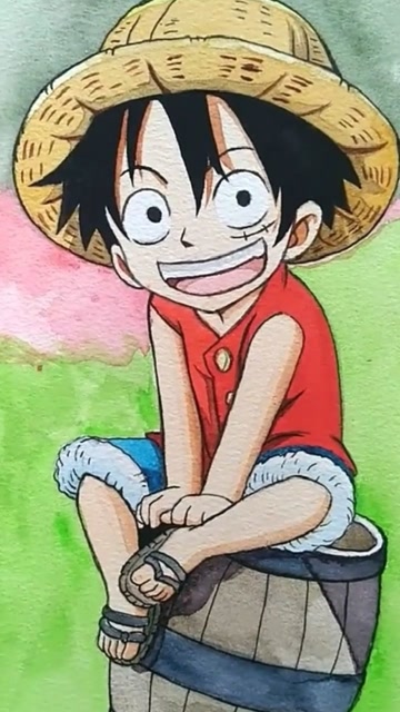 水彩手绘 路飞 过程