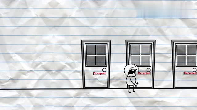 创意铅笔动画,厕所满员,铅笔人非常着急