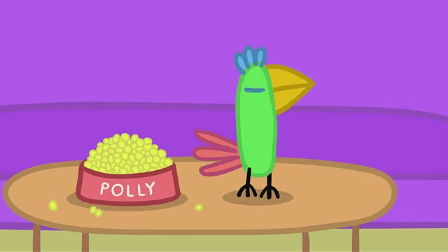 鹦鹉波莉看到满满一盆的鸟食感觉很满足,这下足够吃上一阵子了