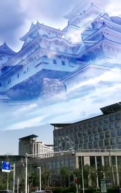 一位正在山东威海旅游的朋友发来刚刚发生的难得一见的海市蜃楼