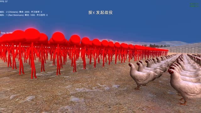 1000个红色火柴人,挑战2000只老母鸡,能"吃鸡"吗?