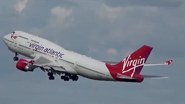 毫不逊色a380,维珍航空波音747重型客机曼彻斯特机场起飞
