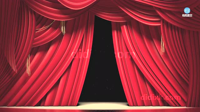 视频素材:红幕布拉开动画