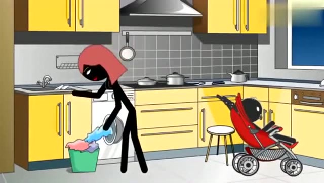 火柴人:火柴人边看宝宝边做饭!