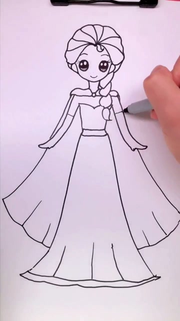 艾莎公主裙简笔画图片