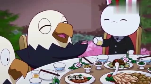 那年那兔那些事:鹰酱和兔子吃饭,看到筷子愣住了,他们不会用筷子