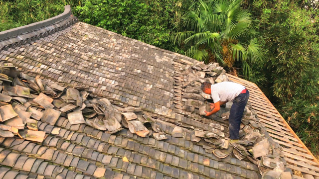 老屋屋顶青瓦翻新有个地方民宿动工第九周