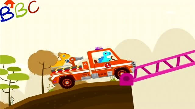 小恐龙开吸水消防车 扑灭大火 找到伙伴 救援成功