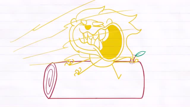 卡通铅笔动画,刺头铅笔人惹怒了笼子里的小狮子