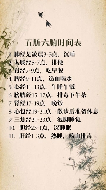 五脏六腑时间表!