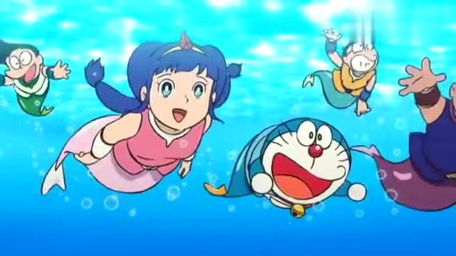 哆啦a梦给大家准备人鱼套装变成美人鱼的静香太漂亮了