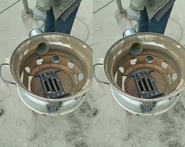 圆钢管自制柴火炉图片