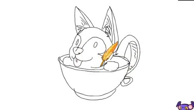一分钟画一只可爱的小狗狗,装在杯子里的杯中狗