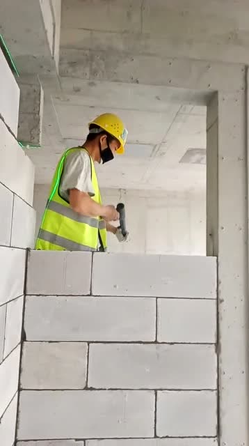 砌筑再也不用植筋了建筑新工艺高精砌块拉片了不起中国制造