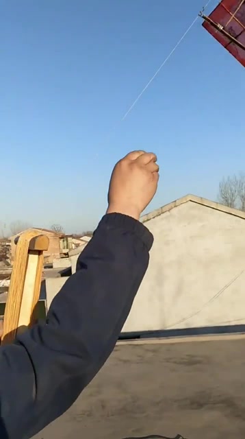 给风筝"送饭"放开手,就飞上去了