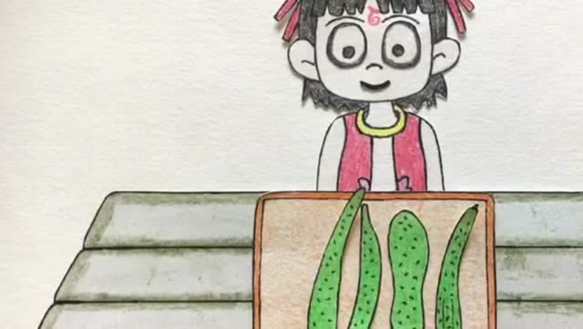 手绘定格动画:哪吒开始举铁,要吃得健康,先从黄瓜开始