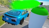 高速汽车冲向绿色喷漆会怎样？全程3D模拟，场面太刺激了！
