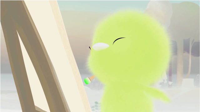 小鸡彩虹:小绿来画画,可只往上画绿色,这样好奇怪