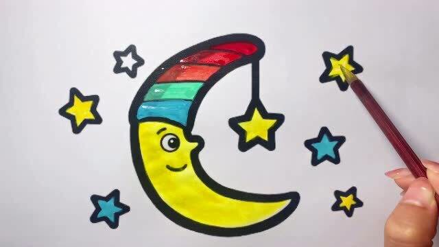 教你画彩虹月亮船