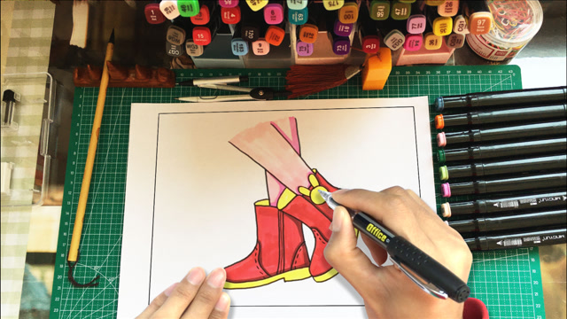 怎样画红鞋子图片