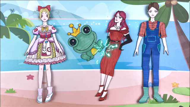 彩衣镇换装秀  彩衣镇换装秀:芭比的球不小心掉海里了,青蛙王子帮她