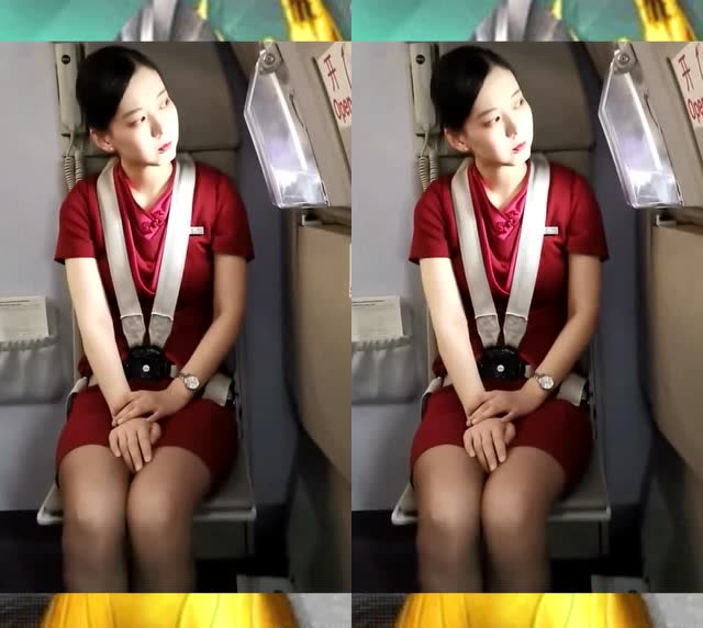 偷拍坐在我对面的空姐,一开始还以为她没睡好,结果没想到尴尬了