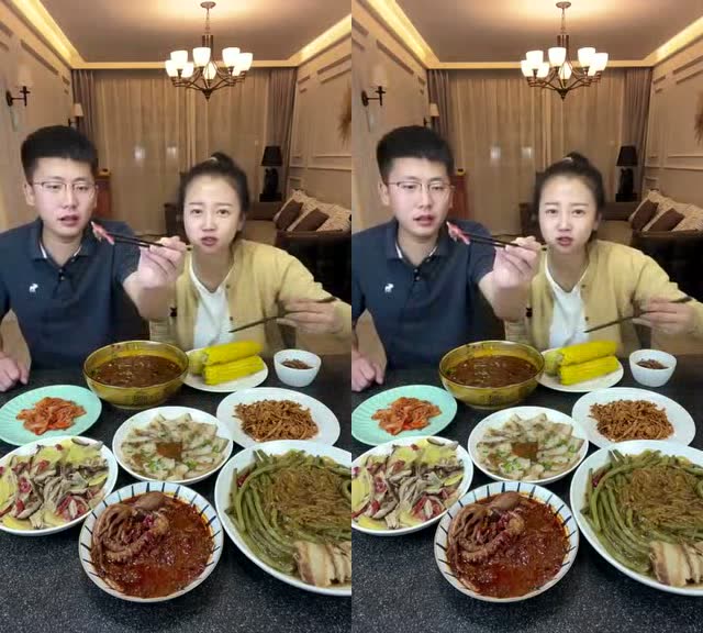 东北夫妻到饭点了一吃饭就搞得这么丰盛真是太馋人了