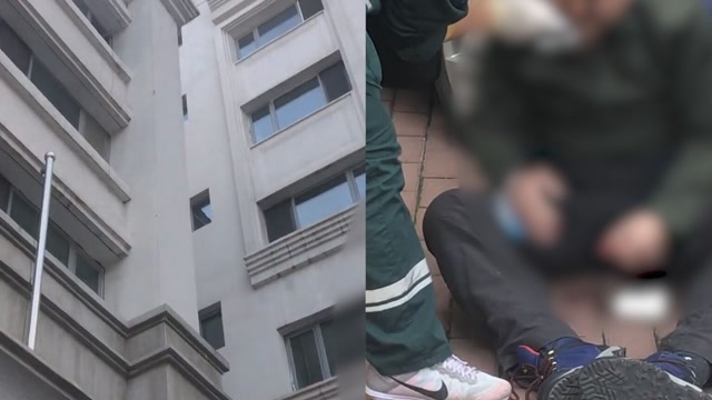男子高空作业不慎从5楼摔下磕破头 知情者:还好阳台挡了一下
