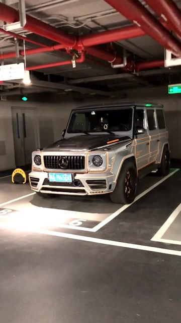 这俩奔驰大g晚上被灯光照着超酷的