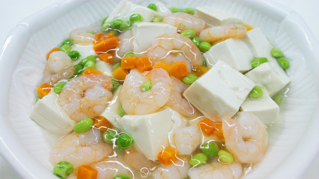 鲜香滑嫩 毛豆虾仁烩豆腐