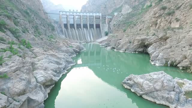 航拍张家山(郑国渠渠首遗址)风景