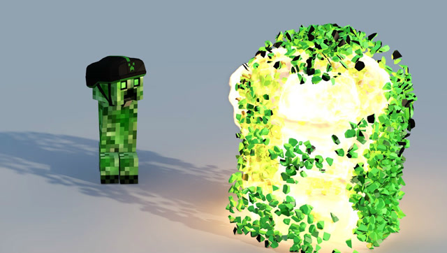 我的世界 苦力怕爆炸瞬间,如果放慢100倍后会是什么效果?