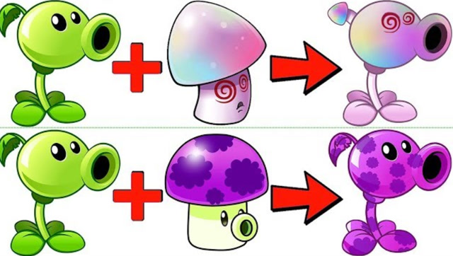 当豌豆射手配上魅惑菇或小喷菇,会有何不同