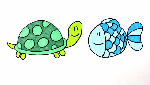 鱼缸里的乌龟简笔画图片